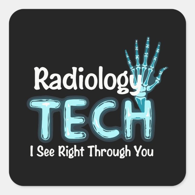 Pegatina Cuadrada Humor tecnológico radiológico X Ray (Anverso)