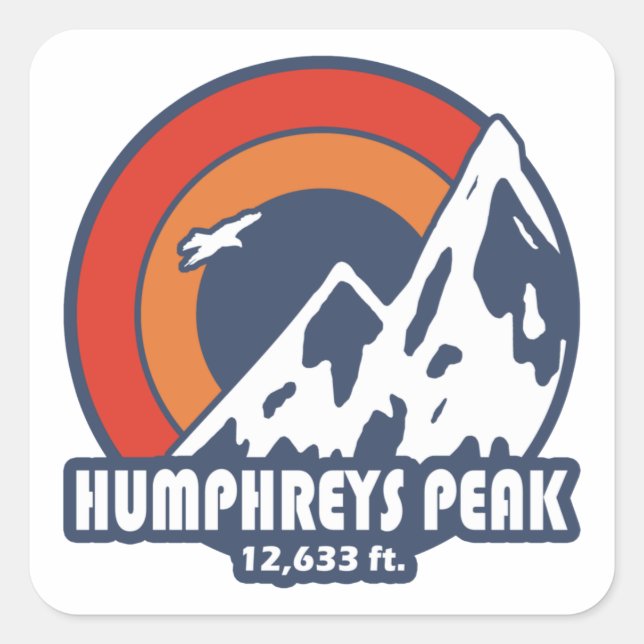 Pegatina Cuadrada Humphreys Peak Arizona Sun Eagle (Anverso)