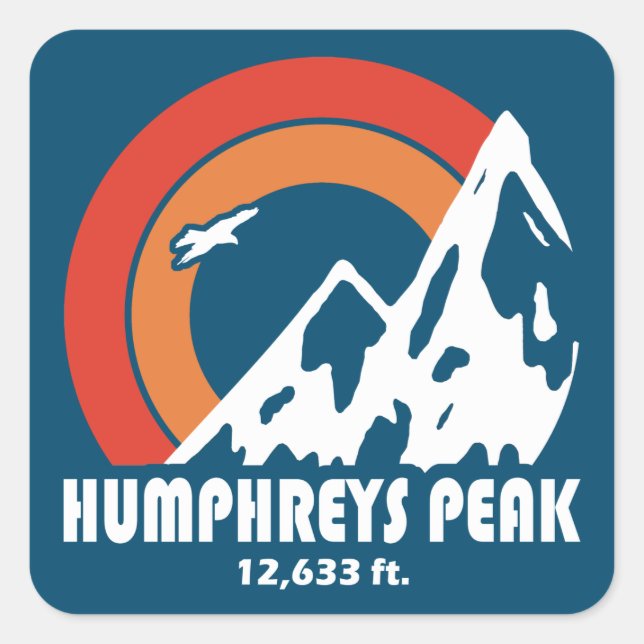 Pegatina Cuadrada Humphreys Peak Arizona Sun Eagle (Anverso)