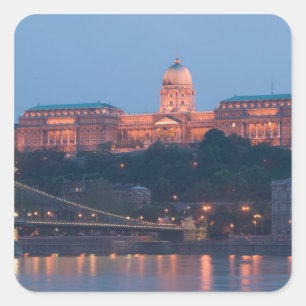 Pegatina Cuadrada HUNGRÍA, Budapest: Puente de Szechenyi (Cadena),