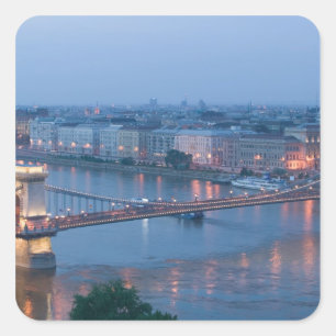 Pegatina Cuadrada HUNGRÍA, Budapest: Puente de Szechenyi (Cadena), 3