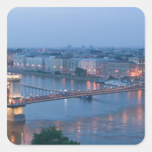 Pegatina Cuadrada HUNGRÍA, Budapest: Puente Szechenyi (cadena), 3
