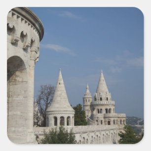 Pegatina Cuadrada Hungría, ciudad capital Budapest. Buda, Castillo
