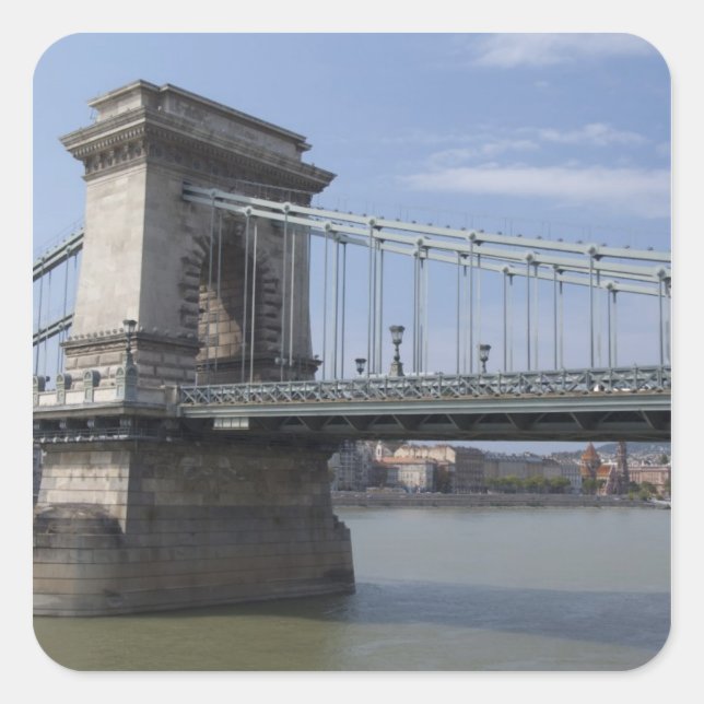 Pegatina Cuadrada Hungría, ciudad capital de Budapest. Histórico (Anverso)