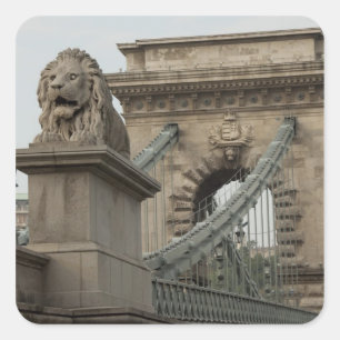 Pegatina Cuadrada Hungría, ciudad capital de Budapest. Histórico 2