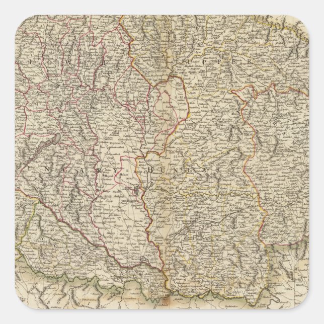 Pegatina Cuadrada Hungría, Transilvania, Croacia (Anverso)