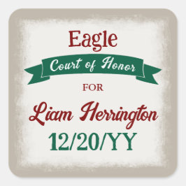 Pegatina Cuadrada Hunter Green, Burgundy Red Party Favor Sticker