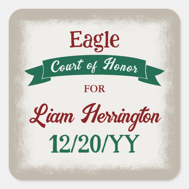 Pegatina Cuadrada Hunter Green, Burgundy Red Party Favor Sticker (Anverso)