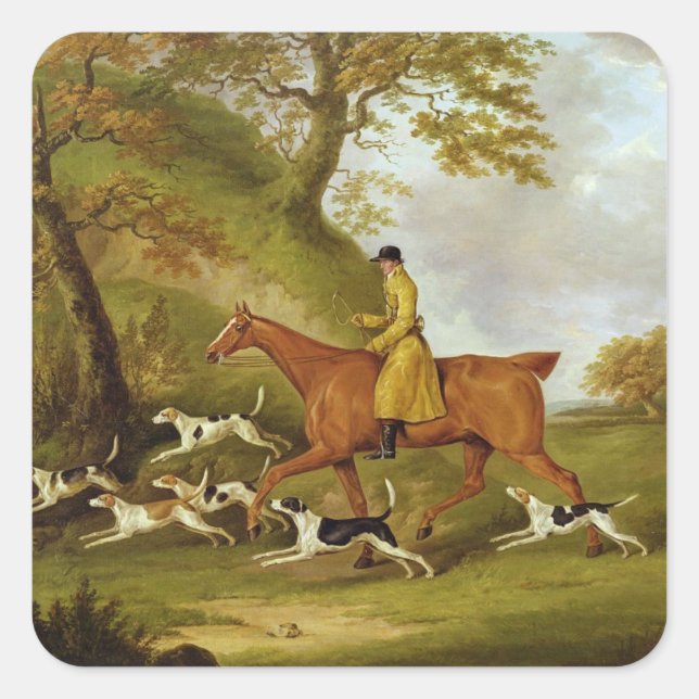 Pegatina Cuadrada Huntsman y Hounds, 1809 (aceite sobre lienzo) (Anverso)