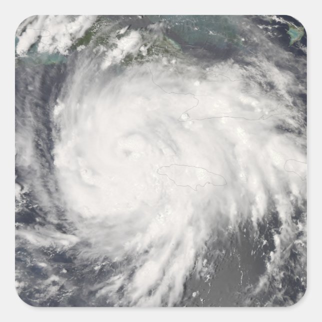 Pegatina Cuadrada Huracán Gustav sobre Jamaica (Anverso)