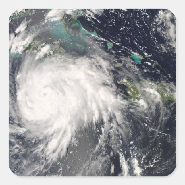 Pegatina Cuadrada Huracán Gustav sobre Jamaica 2 (Anverso)