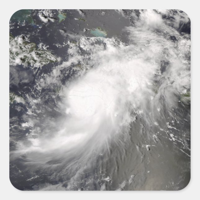 Pegatina Cuadrada Huracán Gustav sobre La Española (Anverso)