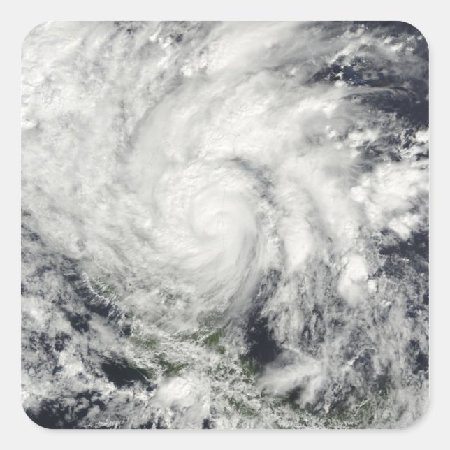 Pegatina Cuadrada Huracán Ida sobre Nicaragua (Anverso)