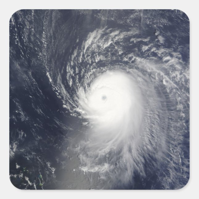 Pegatina Cuadrada Huracán Ike frente a las Antillas Menores (Anverso)