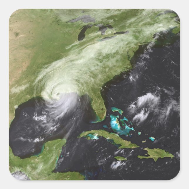 Pegatina Cuadrada Huracán Katrina 4 (Anverso)