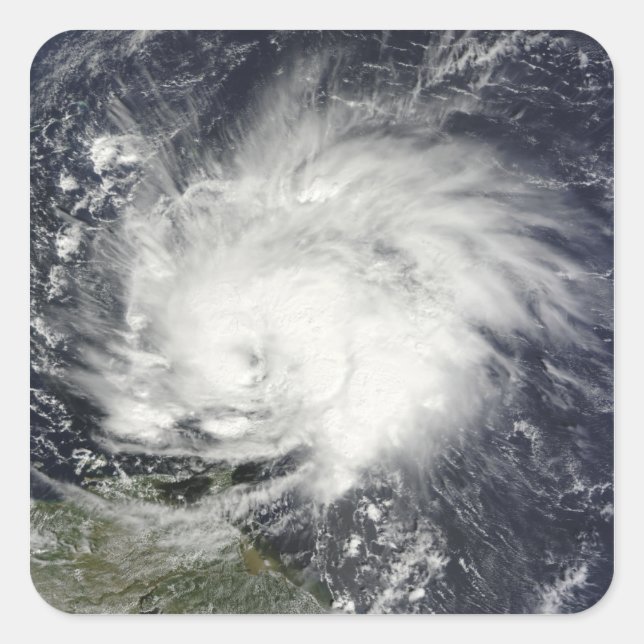 Pegatina Cuadrada Huracán Tomás por las Antillas Menores (Anverso)
