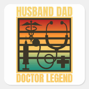 Pegatina Cuadrada Husband Dad Doctor Legend
