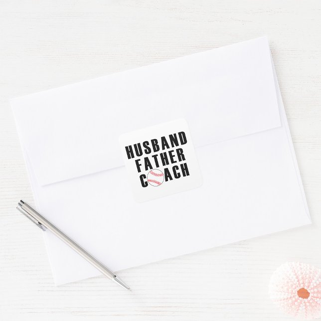 Pegatina Cuadrada Husband Father Coach Baseball Dad Quote (Subido por el creador)