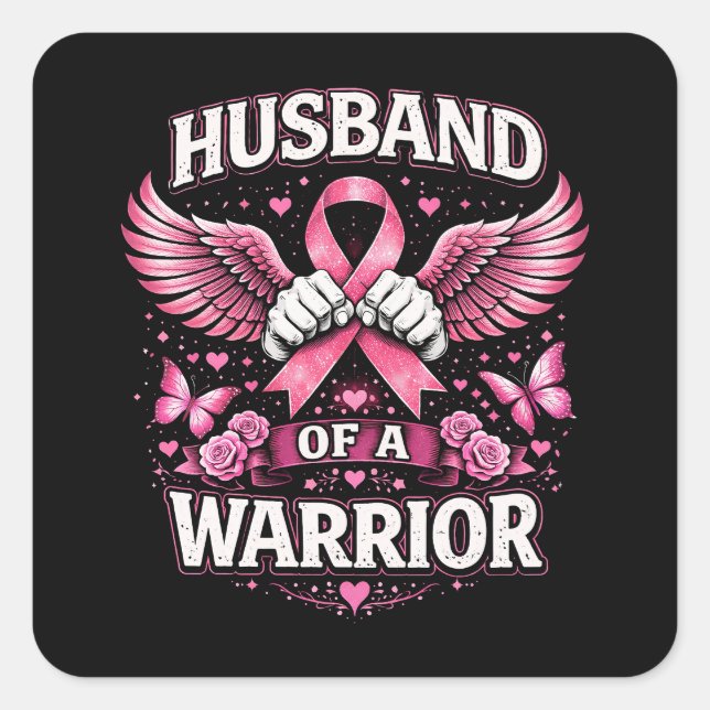 Pegatina Cuadrada Husband of a Warrior (Anverso)