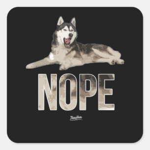 Pegatina Cuadrada Husky   Espero que el propietario Husky Siberiano 