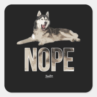Pegatina Cuadrada Husky | Espero que el propietario Husky Siberiano