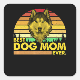 Pegatina Cuadrada Husky | Mejor mamá Husky Perro Mami