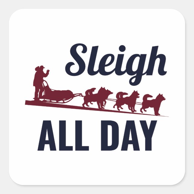 Pegatina Cuadrada Husky Sledding Carreras Perro congestionado Racers (Anverso)