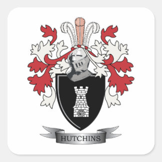 Pegatina Cuadrada Hutchins Familia Crest Escudo de armas