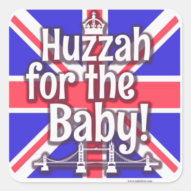 Pegatina Cuadrada ¡Huzzah para el bebé! (Anverso)