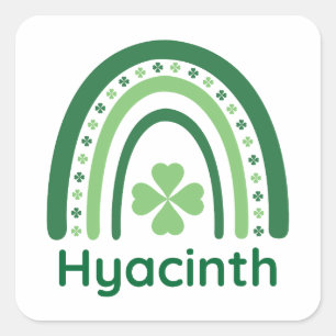 Pegatina Cuadrada Hyacinin Name Clover Boho Rainbow