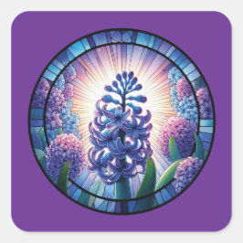 Pegatina Cuadrada Hyacinth Sained Glass Art