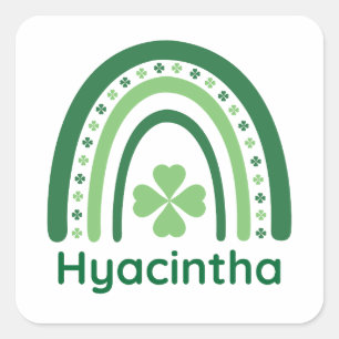 Pegatina Cuadrada Hyacintha Name Clover Boho Rainbow