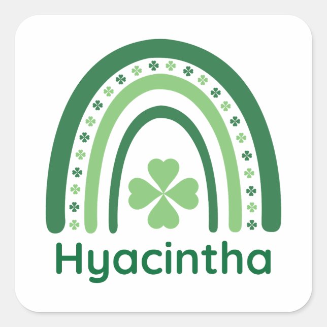 Pegatina Cuadrada Hyacintha Name Clover Boho Rainbow (Anverso)