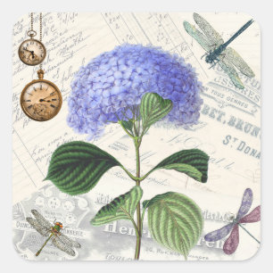 Pegatina Cuadrada Hydrangea Collage