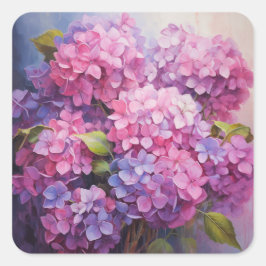 Pegatina Cuadrada Hydrangeas