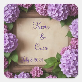 Pegatina Cuadrada Hydrangeas púrpura y rosa