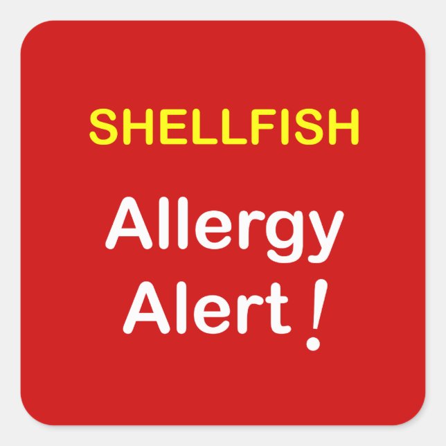 Pegatina Cuadrada i1 - Alerta alérgica - SHELLFISH. (Anverso)