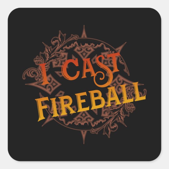 Pegatina Cuadrada I Cast Fireball (Anverso)