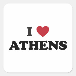 Pegatina Cuadrada I corazón Atenas Grecia