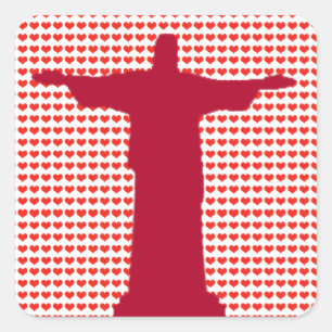 Pegatina Cuadrada I corazón Cristo