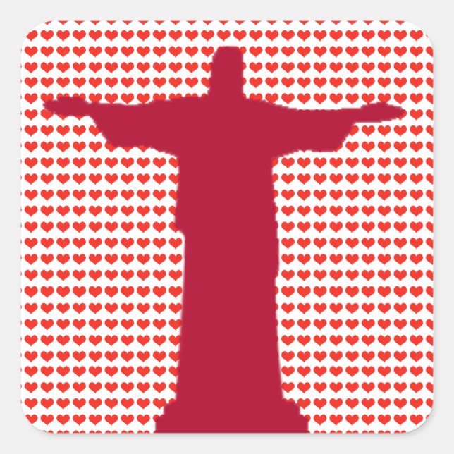 Pegatina Cuadrada I corazón Cristo (Anverso)