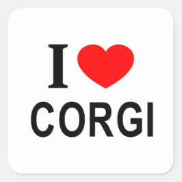 PEGATINA CUADRADA I ❤️ CORGI I LOVE CORGI I HEART CORGI