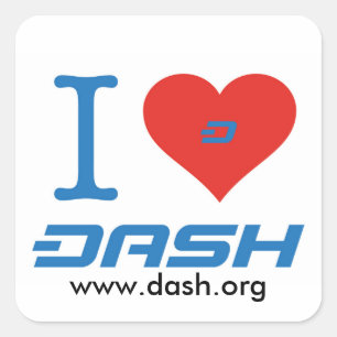 Pegatina Cuadrada I Heart Dash