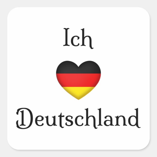 Pegatina Cuadrada "I Heart Germany" viajero al mundo del orgullo ale (Anverso)