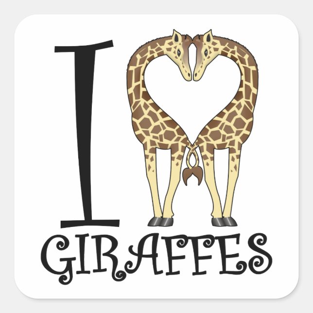 Pegatina Cuadrada I Heart Giraffes (Anverso)