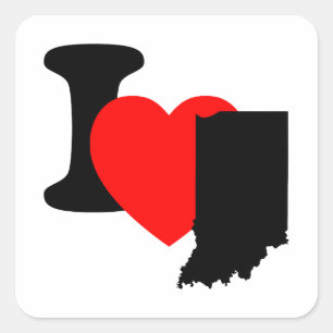 Pegatina Cuadrada I Heart Indiana