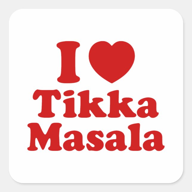 Pegatina Cuadrada I Heart (Love) Tikka Masala (Anverso)