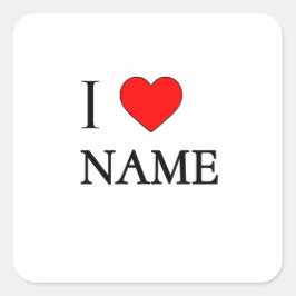 Pegatina Cuadrada I heart name (customisable)