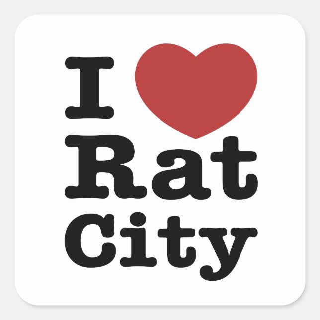Pegatina Cuadrada I Heart Rat City (Anverso)