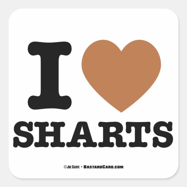 Pegatina Cuadrada I Heart Sharts (Anverso)